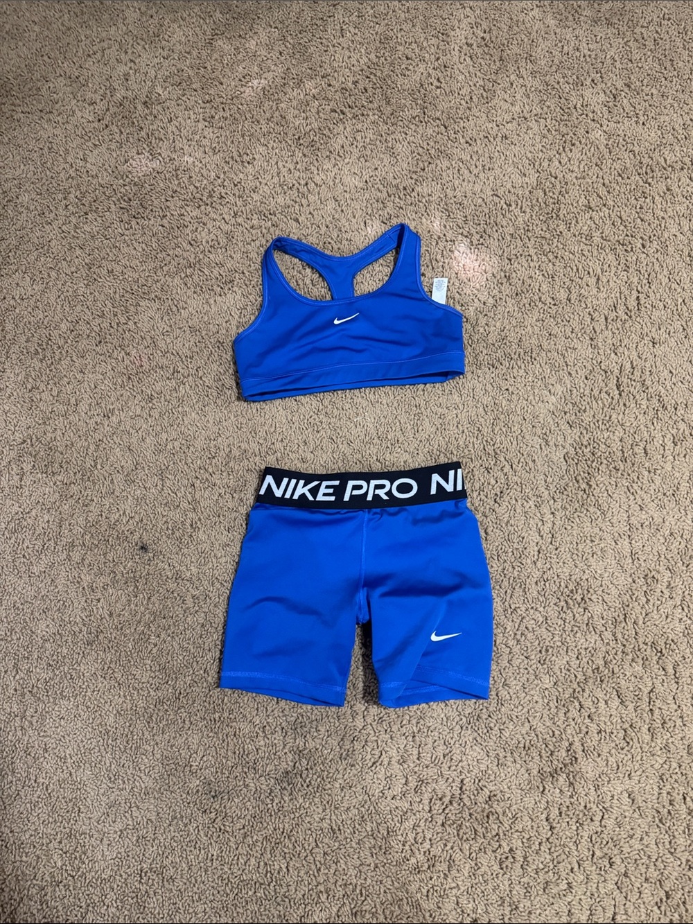 Nike Royal Blue Sports Bra and Pro Shorts Set